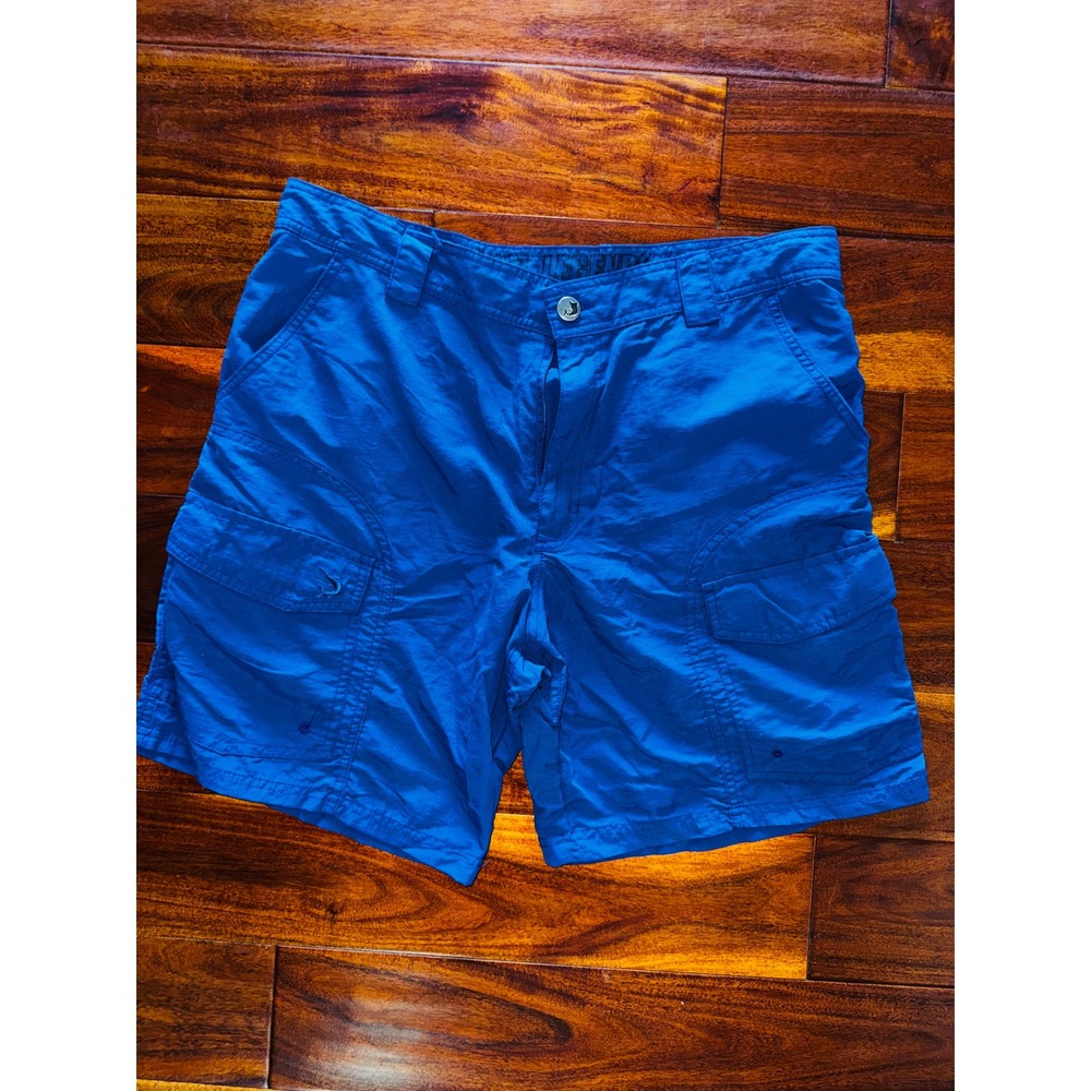 Reel Legends Cargo Fishing Shorts Mens 36 Blue Excellent Nylon Quick Dry Marlin